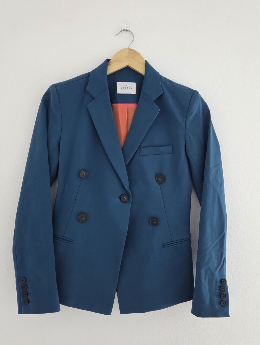 Argent Performance Double-Breasted Blazer in teal and Orange Lining - Picture 3 of 7